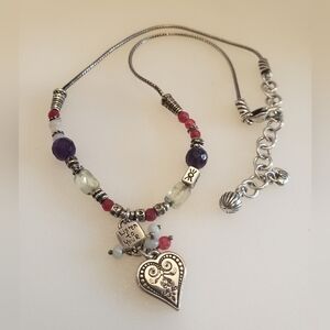 Brighton Listen to your heart beaded heart necklace reversible